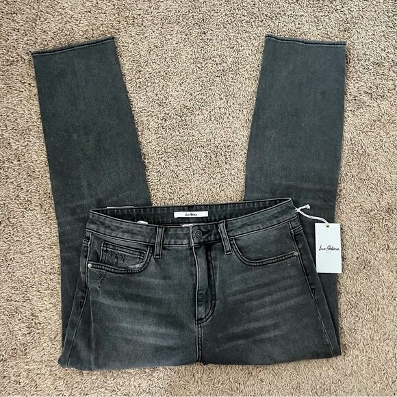 Sam Edelman Black Distressed Straight Leg High Rise Denim Jeans SZ 10/30 BNWT - Picture 15 of 16